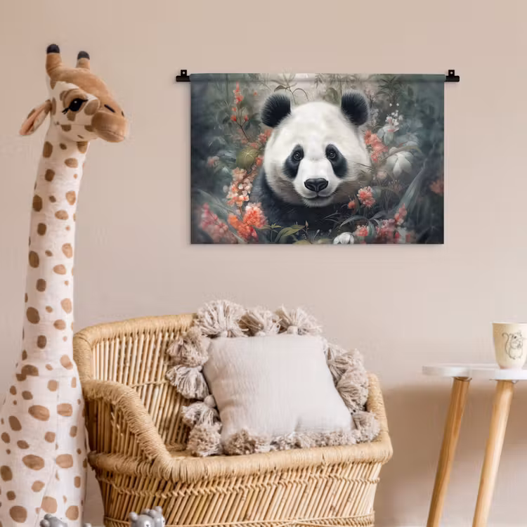 Wandkleed - Panda - Wilde dieren - Bloemen - Natuur — 5
