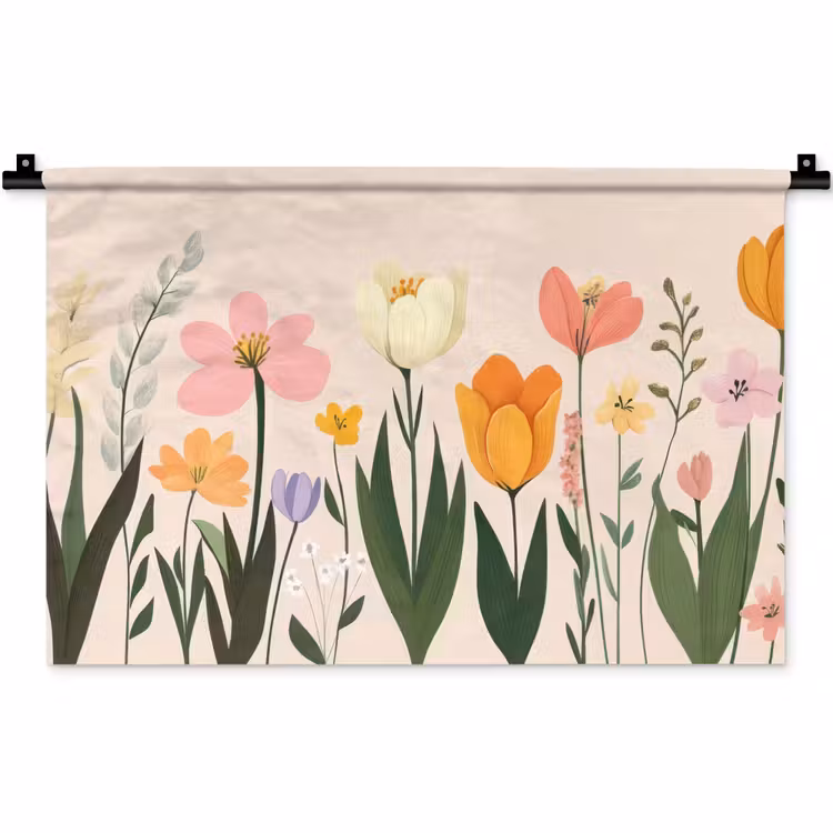 Wandkleed - Pasteltinten - Bloemen - Illustratie — 1