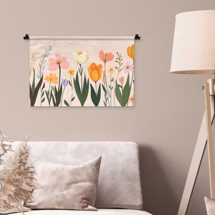 Wandkleed - Pasteltinten - Bloemen - Illustratie — 2