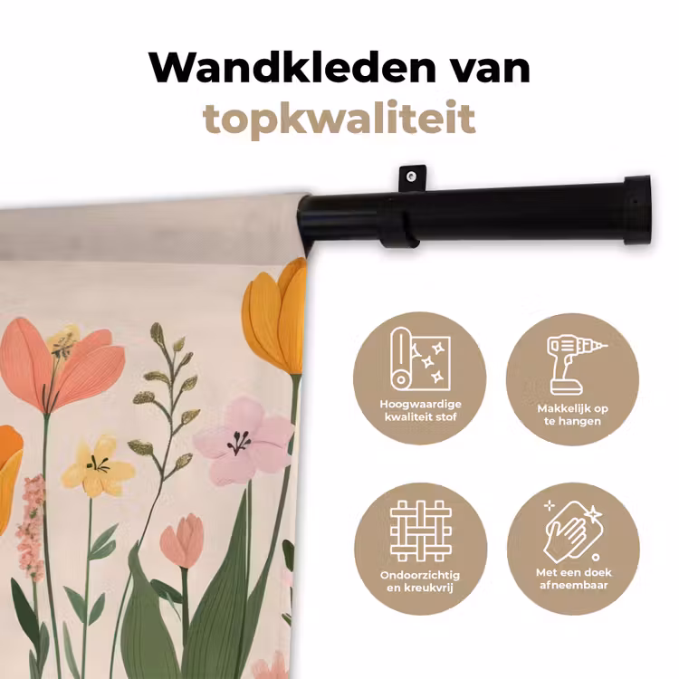 Wandkleed - Pasteltinten - Bloemen - Illustratie — 3