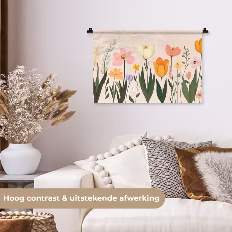 Wandkleed - Pasteltinten - Bloemen - Illustratie — 4