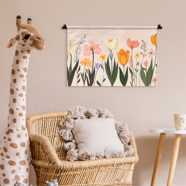 Wandkleed - Pasteltinten - Bloemen - Illustratie — 5