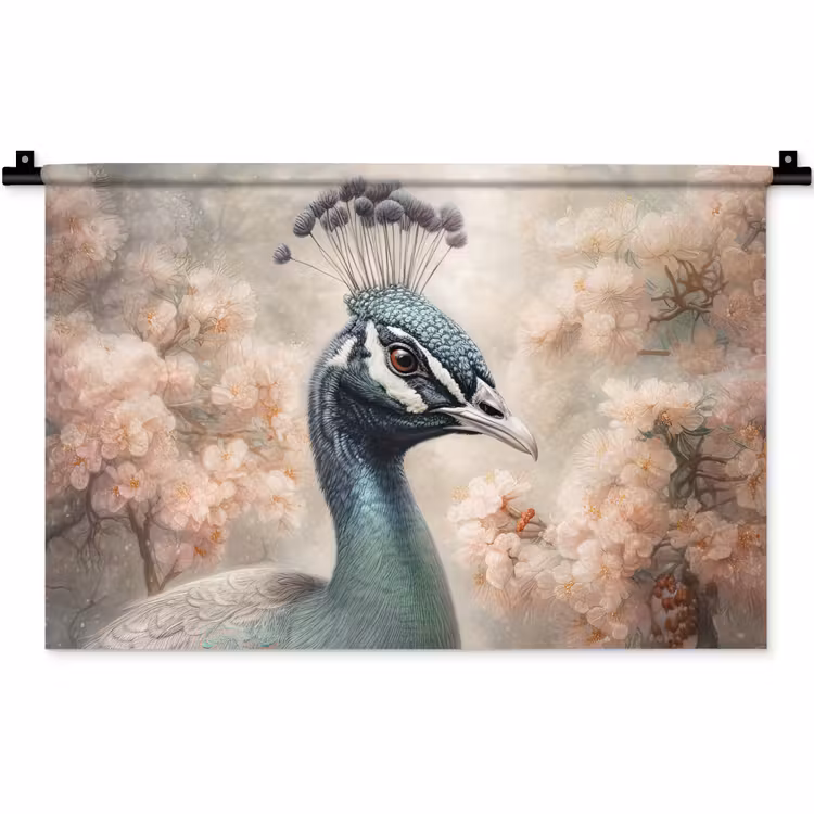 Wandkleed - Pauw - Vogels - Bloemen - Boom - Botanisch — 1