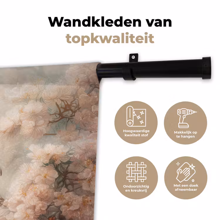Wandkleed - Pauw - Vogels - Bloemen - Boom - Botanisch — 3