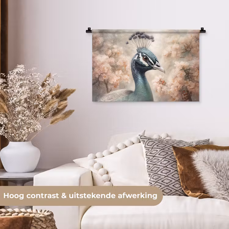 Wandkleed - Pauw - Vogels - Bloemen - Boom - Botanisch — 4