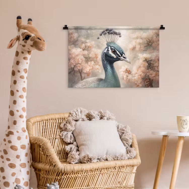 Wandkleed - Pauw - Vogels - Bloemen - Boom - Botanisch — 5