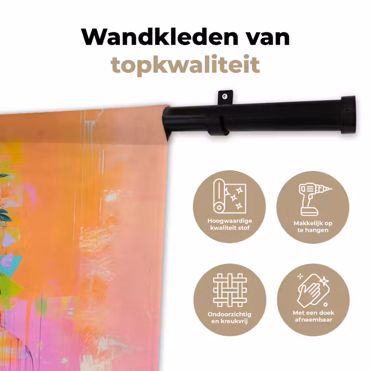 Wandkleed - Portret - Bloemenkroon - Vrouw — 3