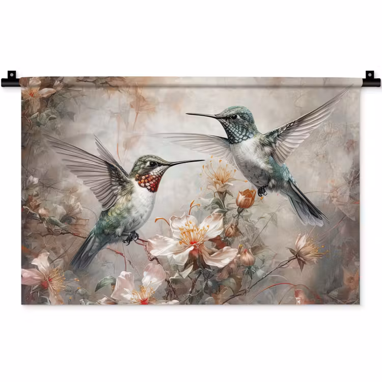 Wandkleed - Kolibrie - Vogels - Bloemen - Planten — 1