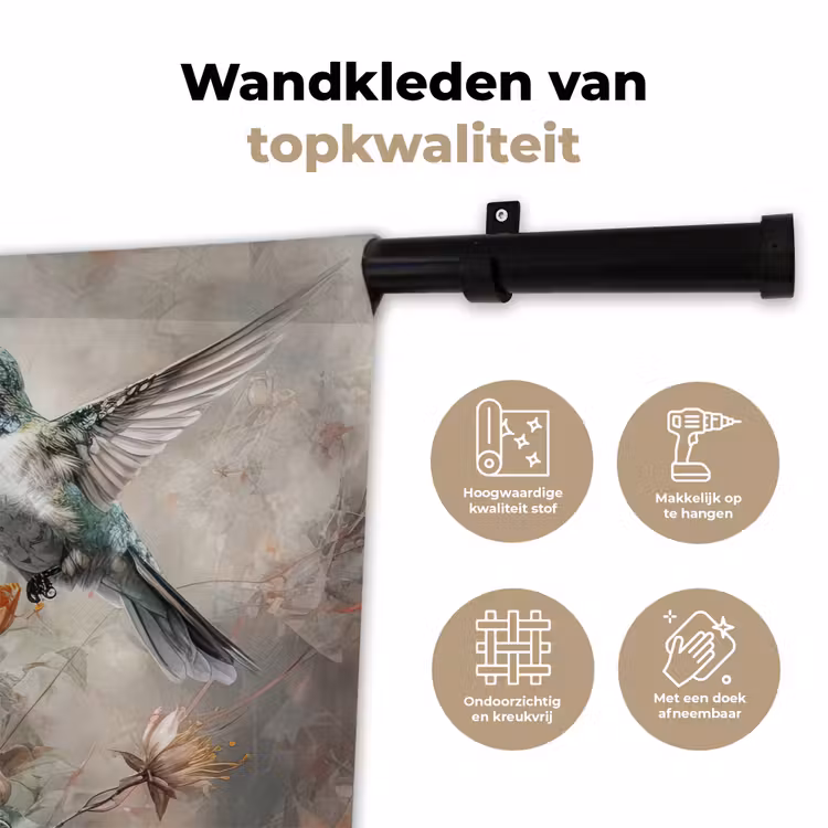 Wandkleed - Kolibrie - Vogels - Bloemen - Planten — 3