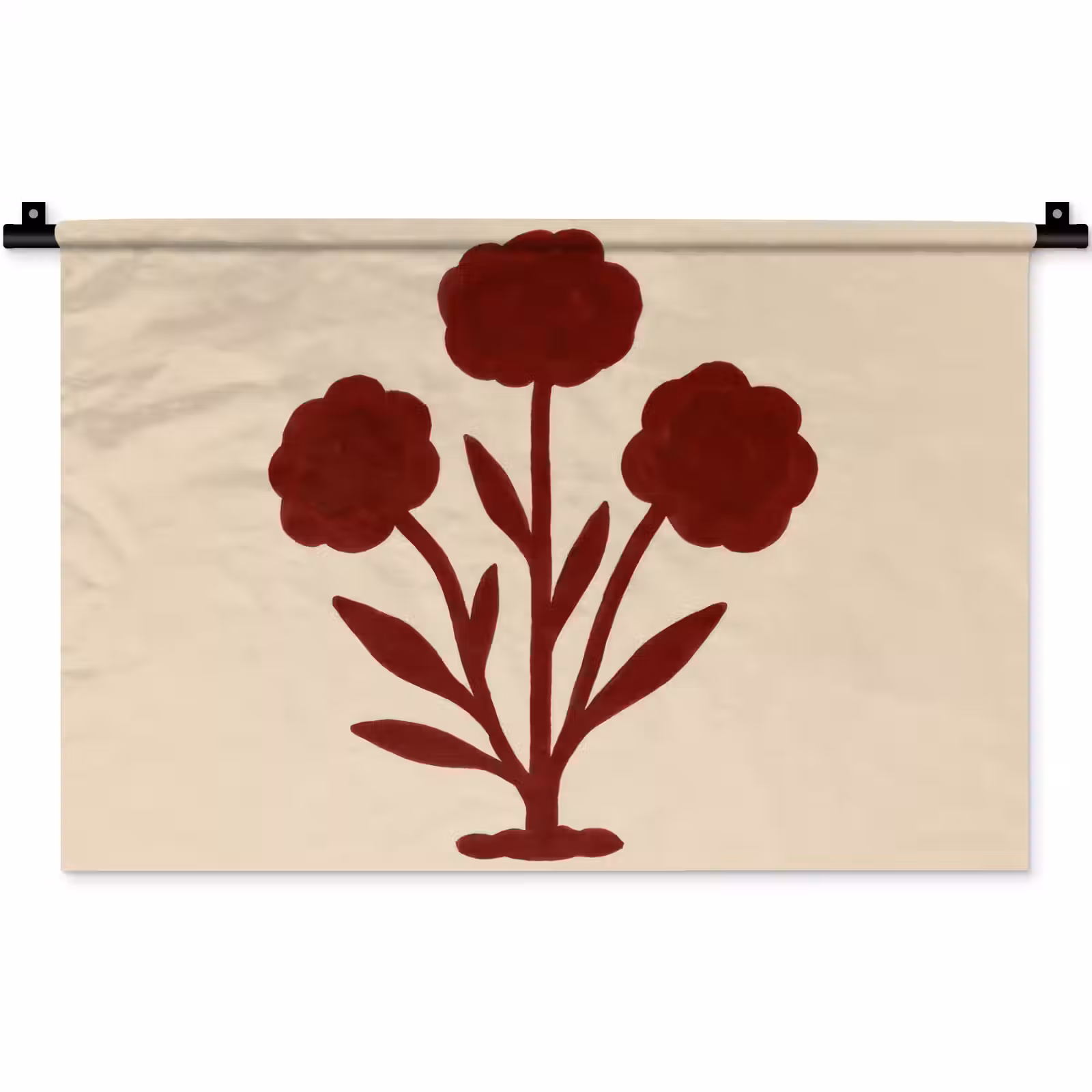 Wandkleed - Bloemen - Bladeren - Rood - Minimalistisch — 1