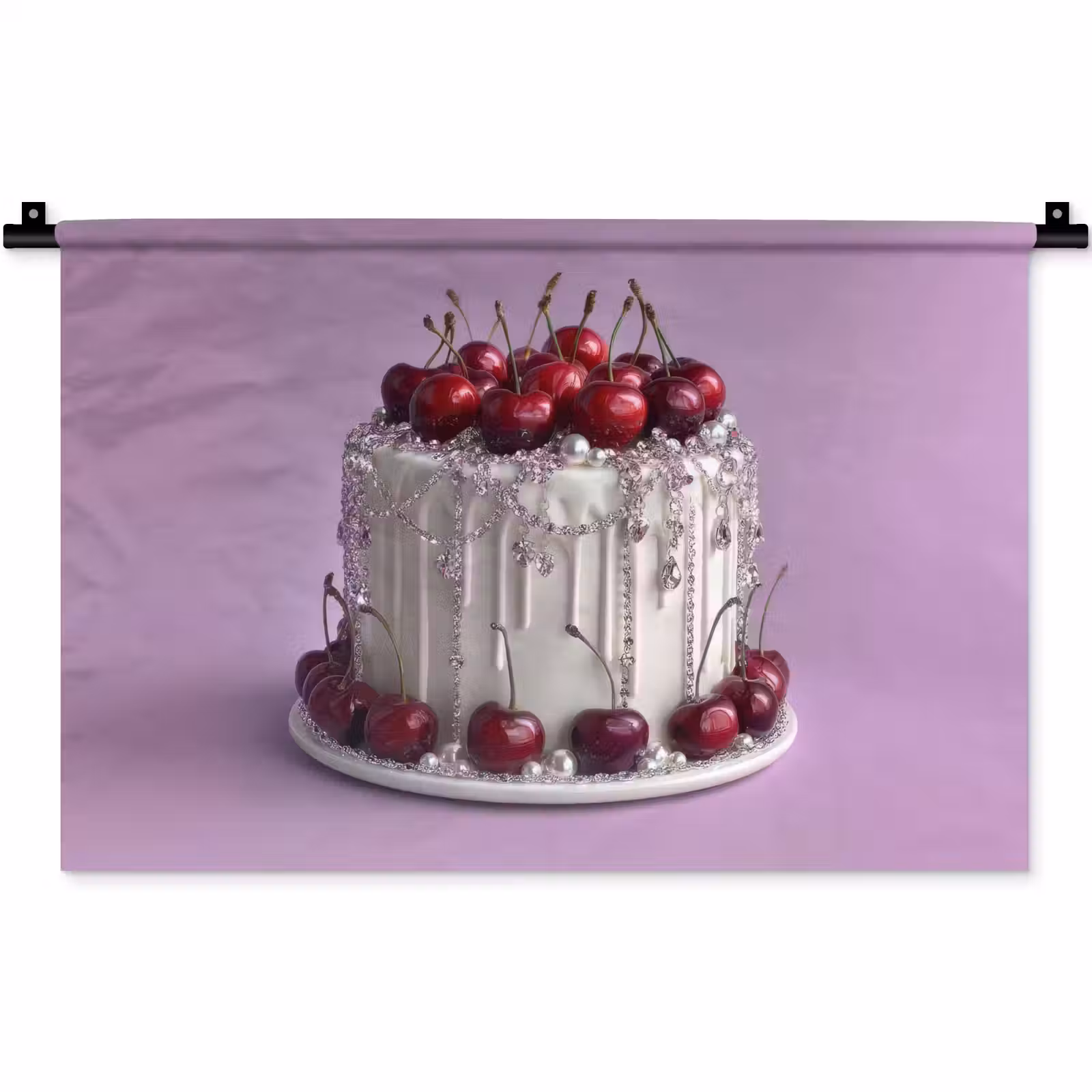Wandkleed - Taart - Kersen - Juwelen - Rood — 1