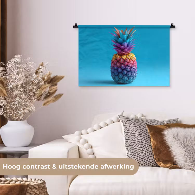 Wandkleed - Ananas - Regenboog - Blauw - Popart — 4