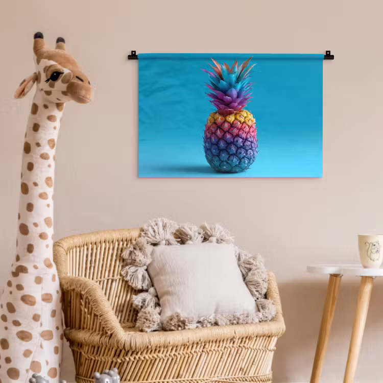 Wandkleed - Ananas - Regenboog - Blauw - Popart — 5