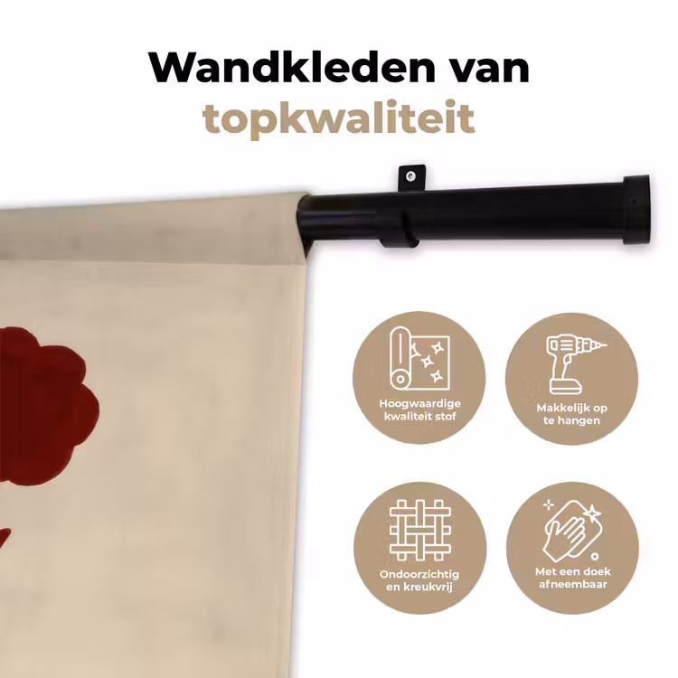 Wandkleed - Bloemen - Bladeren - Rood - Minimalistisch — 3