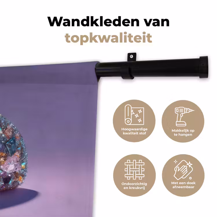 Wandkleed - Edelstenen - Glitters - Paars - Kleurrijk — 3