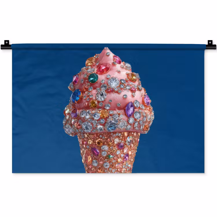 Wandkleed - Ijsje - Hoorntje - Steentjes - Blauw — 1