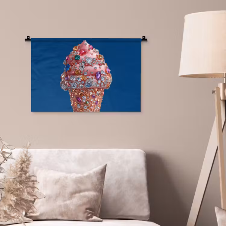 Wandkleed - Ijsje - Hoorntje - Steentjes - Blauw — 2