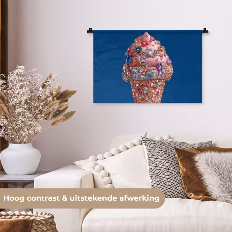 Wandkleed - Ijsje - Hoorntje - Steentjes - Blauw — 4