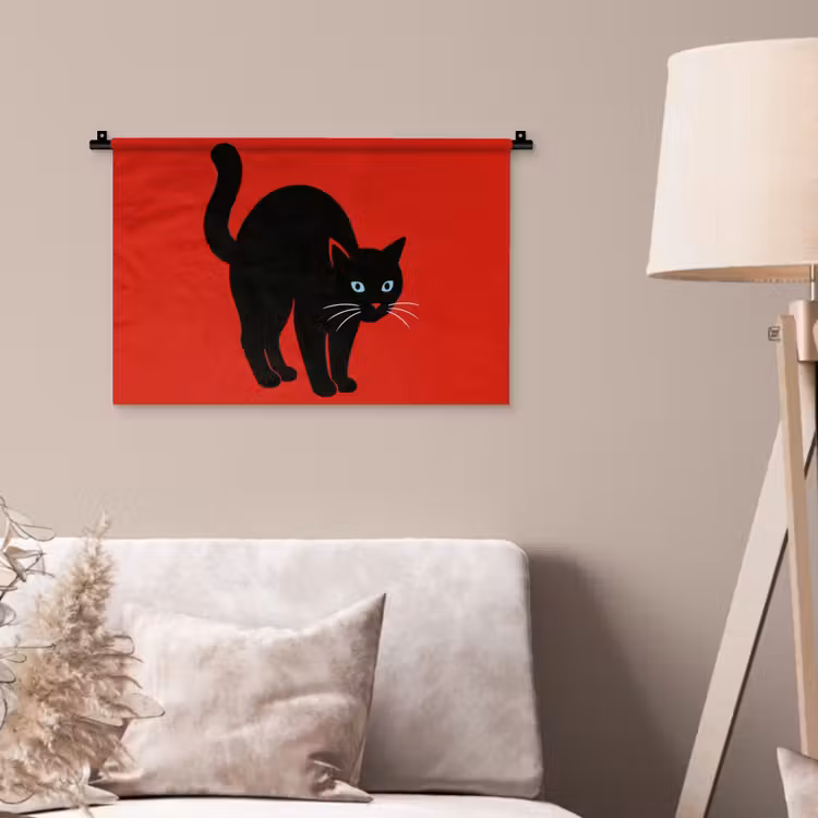 Wandkleed - Kat - Zwart - Staart — 2