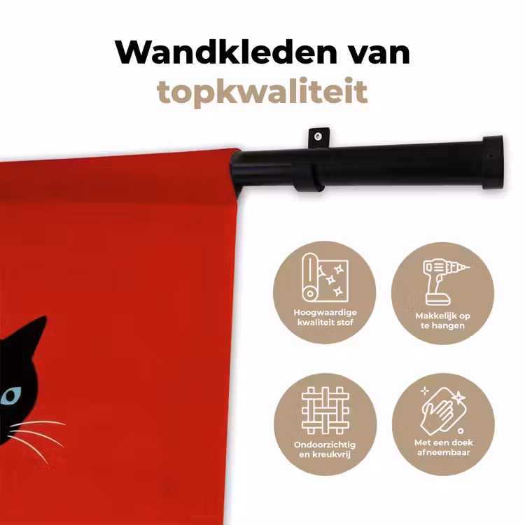 Wandkleed - Kat - Zwart - Staart — 3