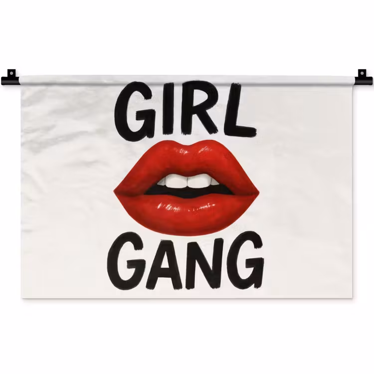 Wandkleed - Lip - Girl - Rood - Letters — 1