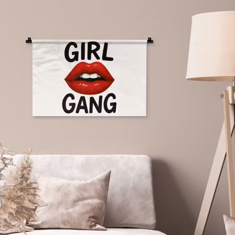 Wandkleed - Lip - Girl - Rood - Letters — 2