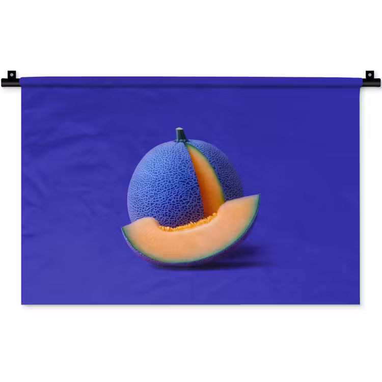 Wandkleed - Meloen - Blauw - Oranje - Kunstzinnig — 1