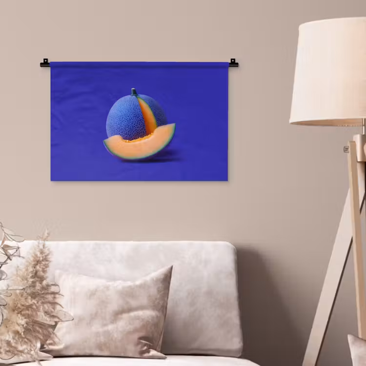 Wandkleed - Meloen - Blauw - Oranje - Kunstzinnig — 2
