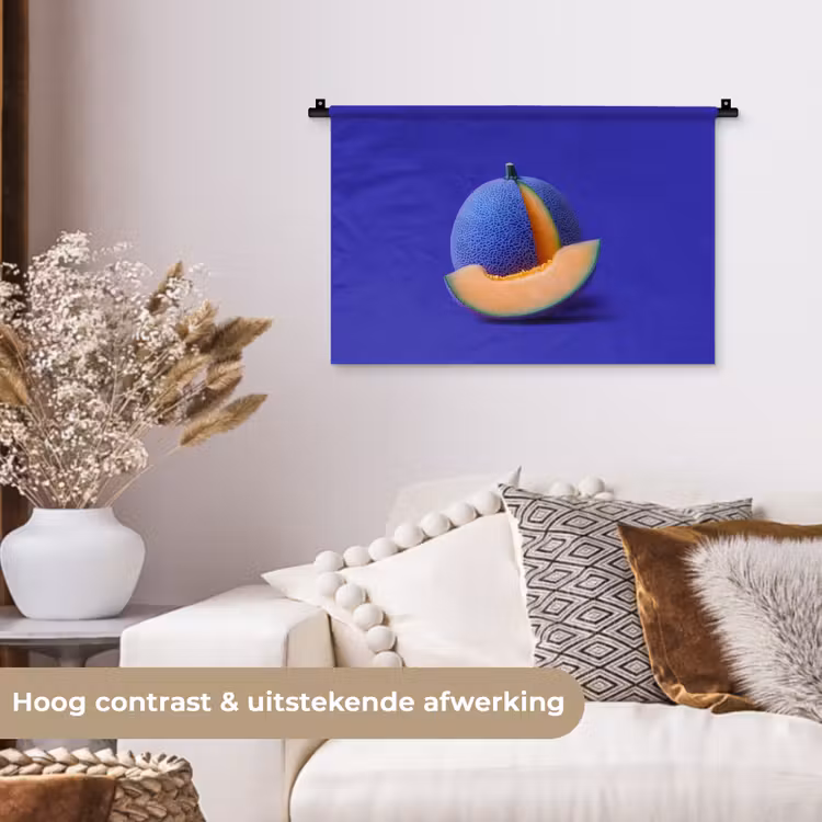 Wandkleed - Meloen - Blauw - Oranje - Kunstzinnig — 4