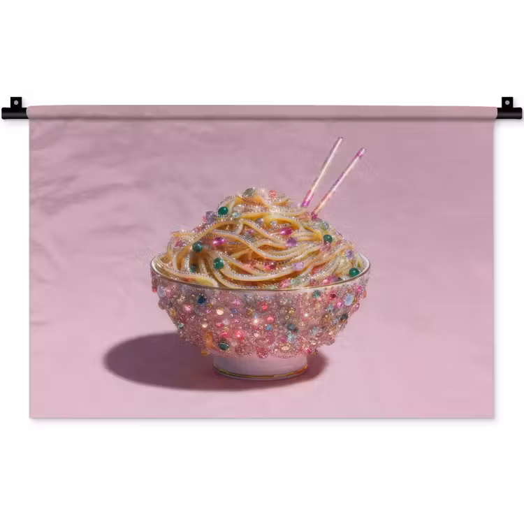 Wandkleed - Noodles - Edelstenen - Stokjes - Roze — 1