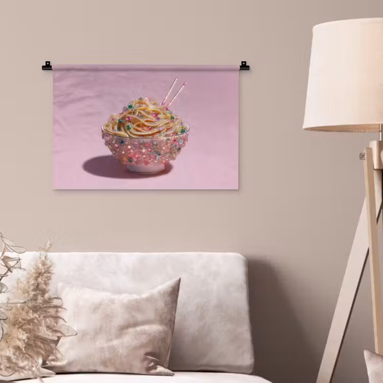 Wandkleed - Noodles - Edelstenen - Stokjes - Roze — 2