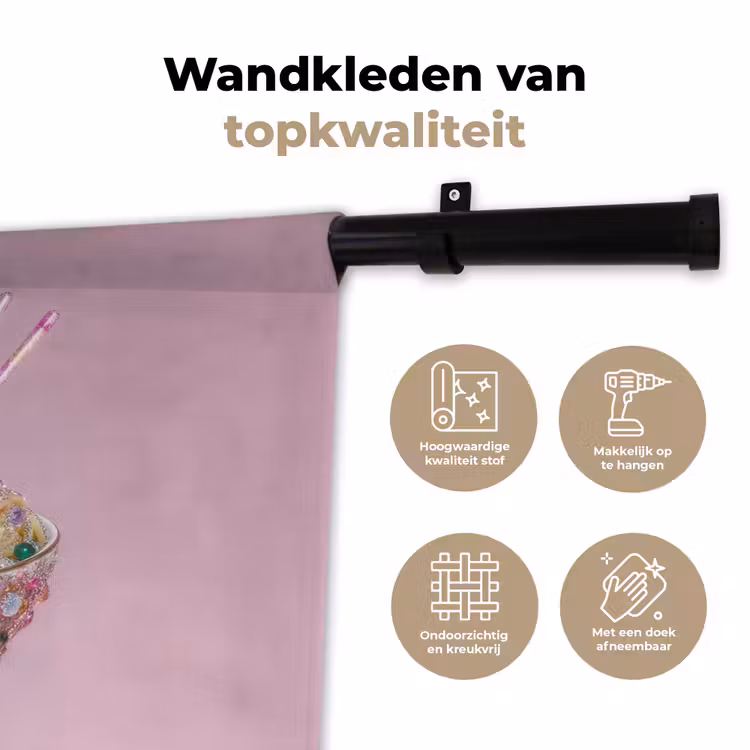 Wandkleed - Noodles - Edelstenen - Stokjes - Roze — 3