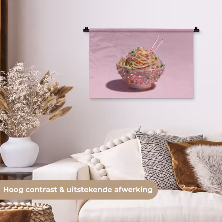 Wandkleed - Noodles - Edelstenen - Stokjes - Roze — 4