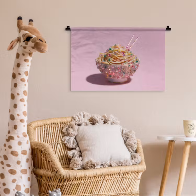 Wandkleed - Noodles - Edelstenen - Stokjes - Roze — 5