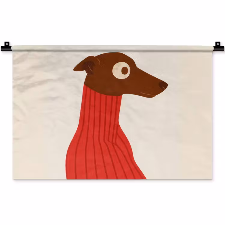 Wandkleed - Silhouet - Hond - Trui - Rood — 1