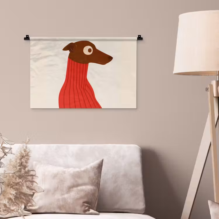 Wandkleed - Silhouet - Hond - Trui - Rood — 2