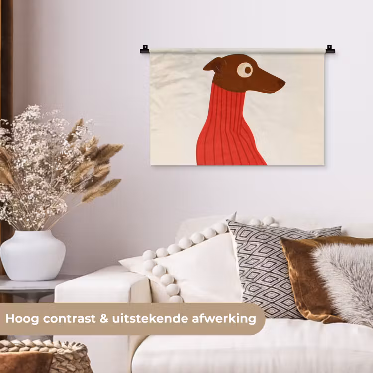 Wandkleed - Silhouet - Hond - Trui - Rood — 4