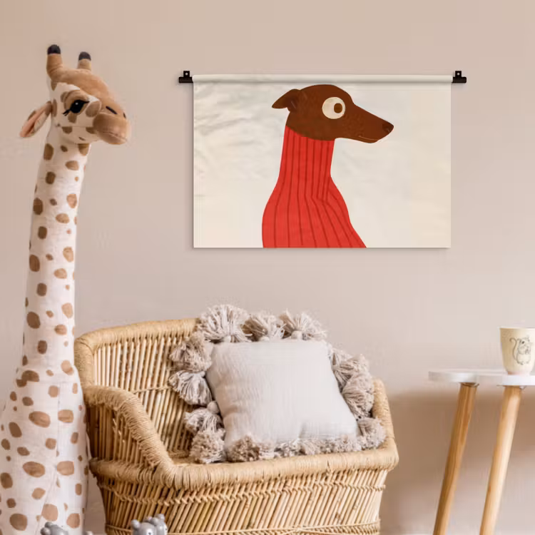 Wandkleed - Silhouet - Hond - Trui - Rood — 5