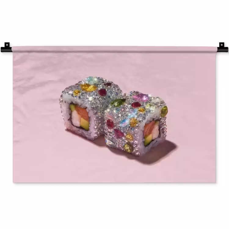 Wandkleed - Sushi - Rolletjes - Steentjes - Kleurrijk — 1