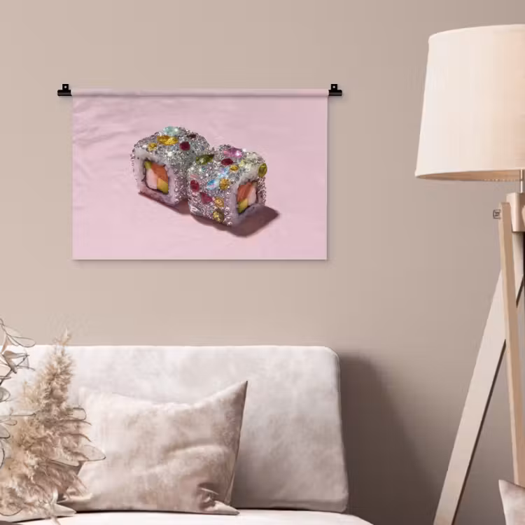 Wandkleed - Sushi - Rolletjes - Steentjes - Kleurrijk — 2