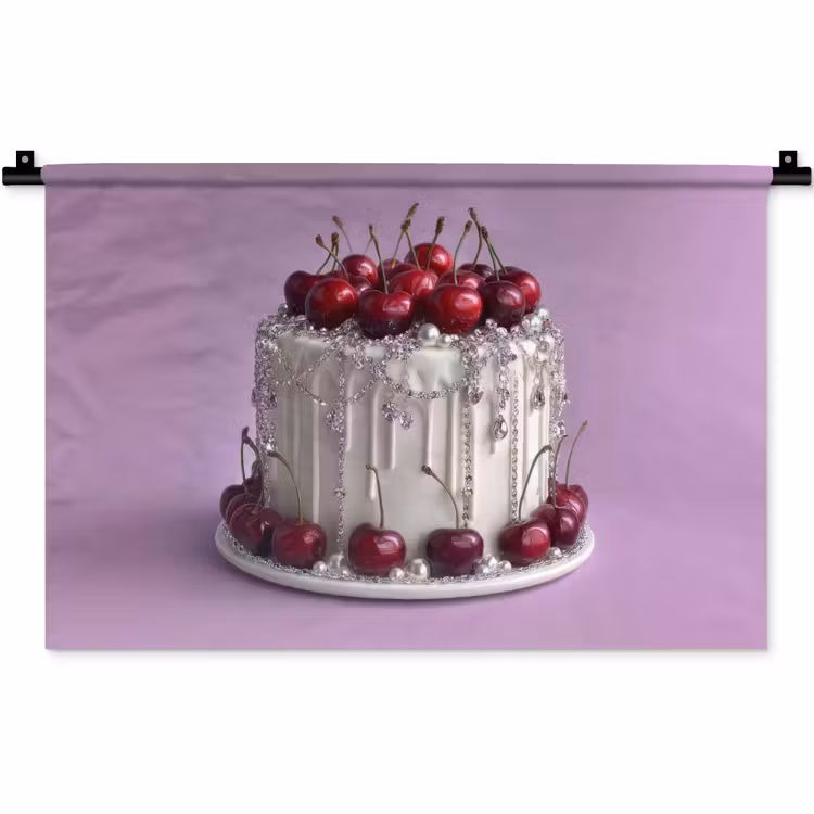 Wandkleed - Taart - Kersen - Juwelen - Rood — 1