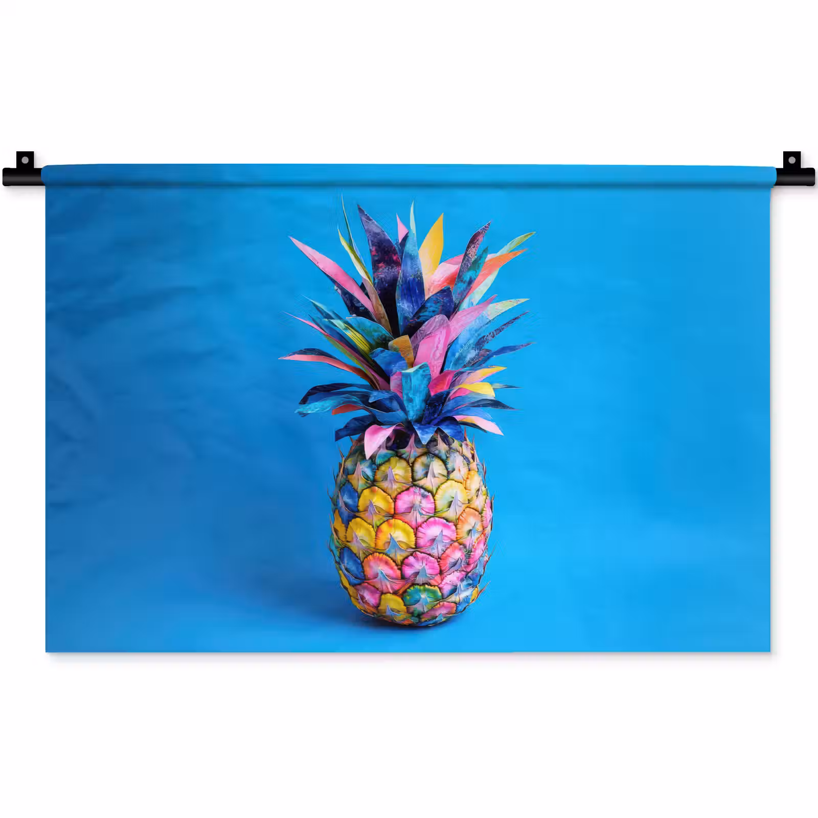 Wandkleed - Ananas - Blauw - Tropisch - Vrolijk — 1