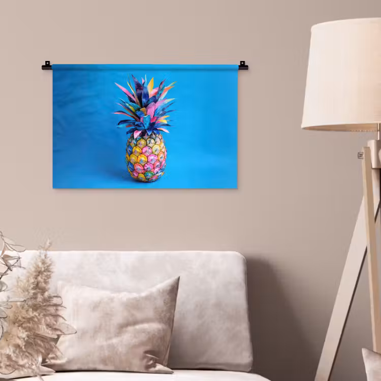 Wandkleed - Ananas - Blauw - Tropisch - Vrolijk — 2
