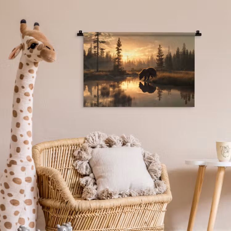 Wandkleed - Beer - water - Bos - Ochtendlicht — 5