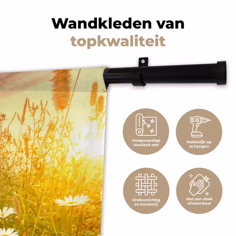 Wandkleed - Bloemen - Madelief - Natuur - Zon - Horizon — 3