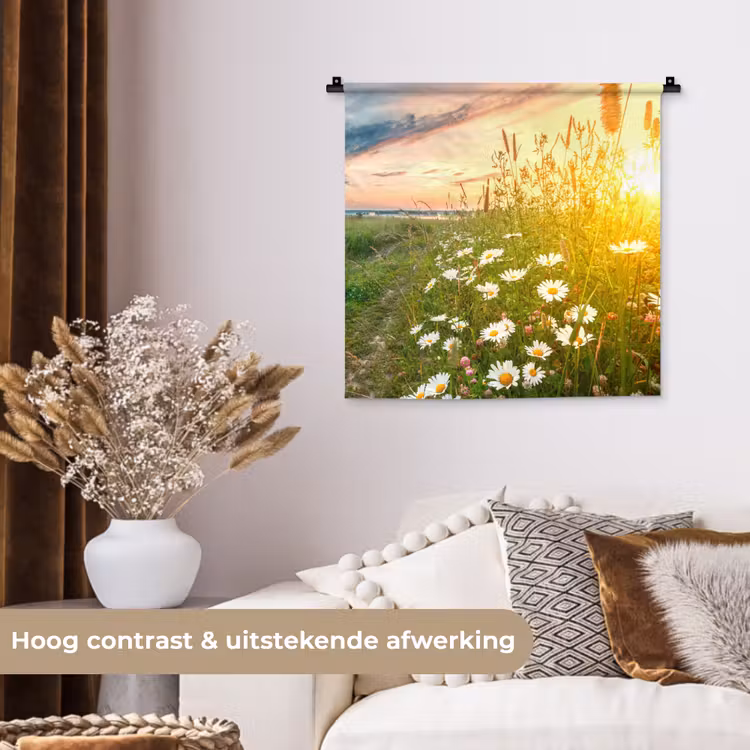 Wandkleed - Bloemen - Madelief - Natuur - Zon - Horizon — 5