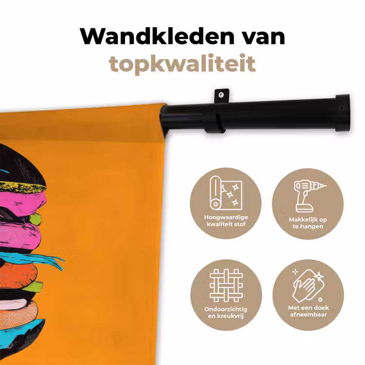 Wandkleed - Hamburger - Kleurrijk - Speels — 3