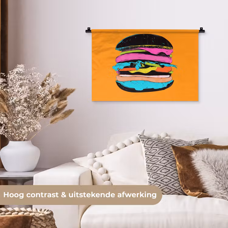 Wandkleed - Hamburger - Kleurrijk - Speels — 4