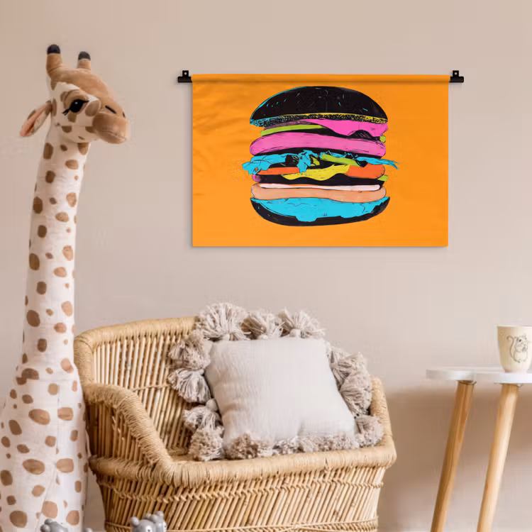 Wandkleed - Hamburger - Kleurrijk - Speels — 5