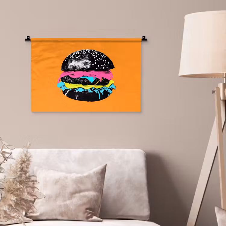 Wandkleed - Hamburger - Oranje - Neon - popart — 2